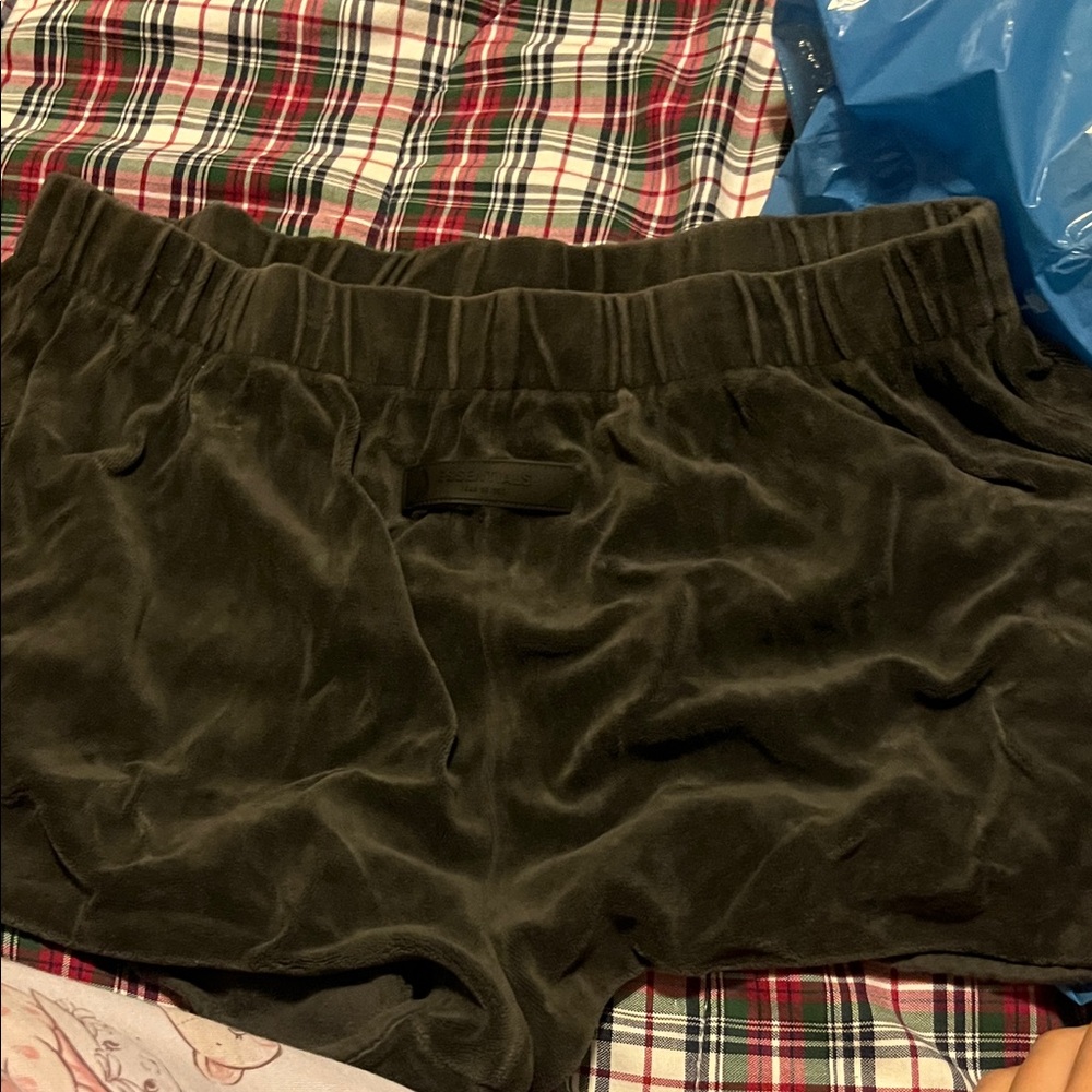 Essentials Velour High Rise Elastic Waistband Sleep Shorts